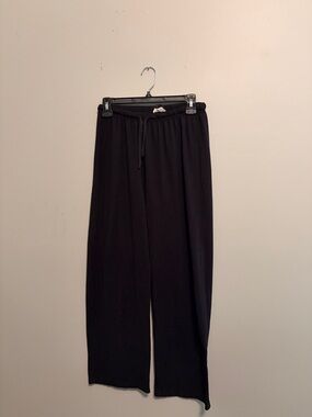 Wide Leg Drawstring Pants - Black